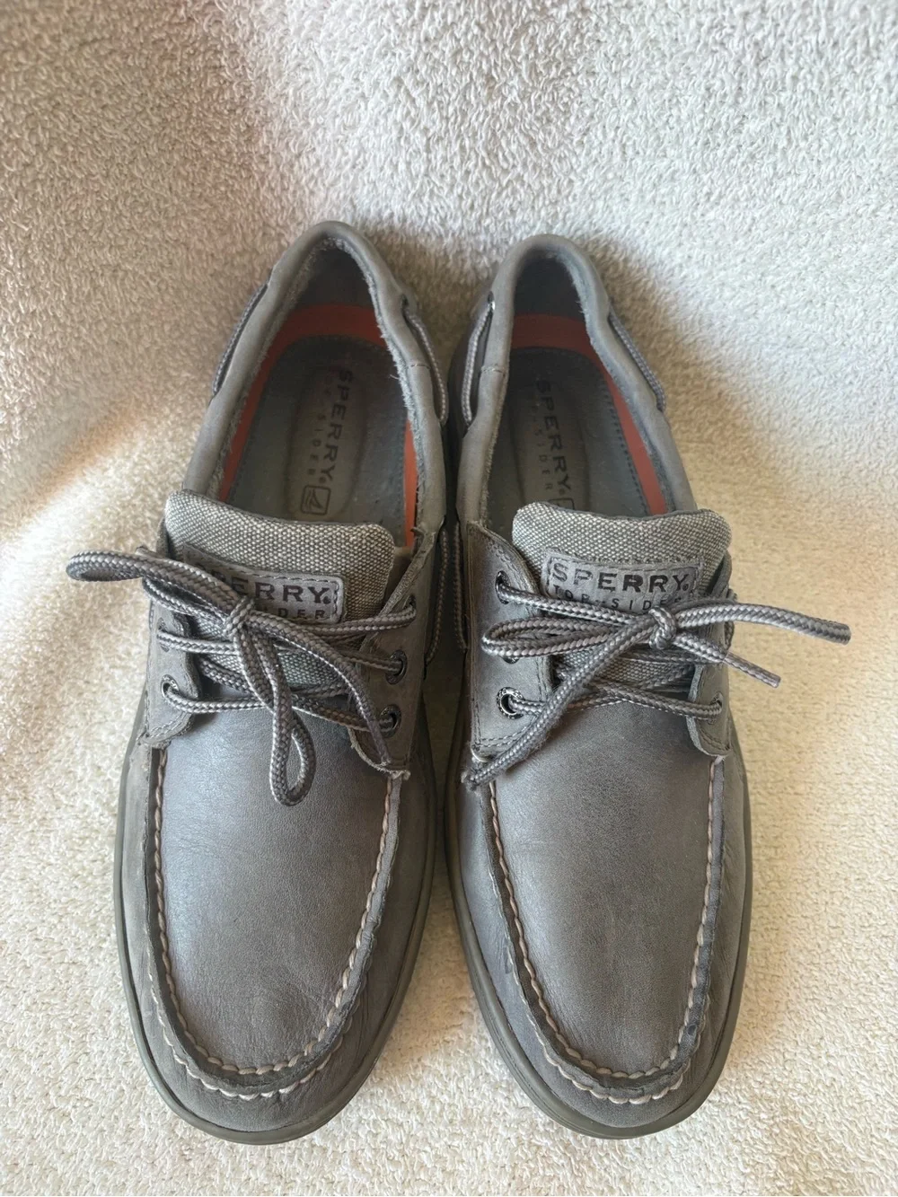 Grey Leather Men’s Sperry Top Siders Boating Shoes Size 11